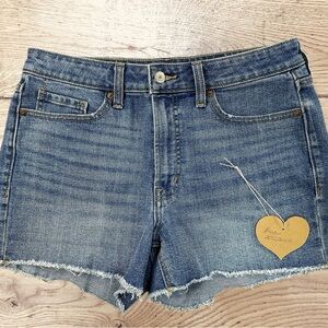 Old Navy OG High Rise Denim Blue Frayed Hem Shorts Size 8